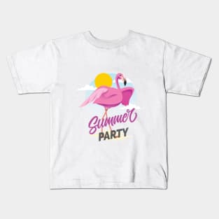 Summer sun pink flamingo Kids T-Shirt